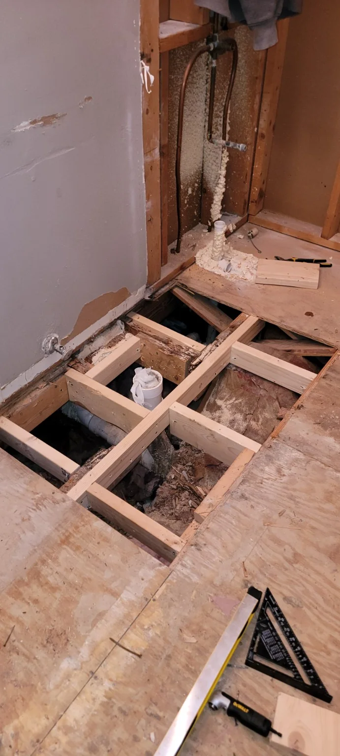 Bathroom subfloor and framing repair