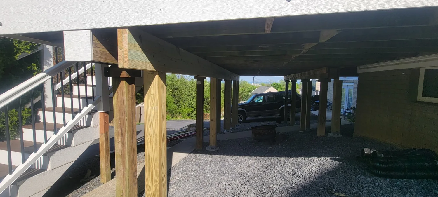 Deck support repair in progress